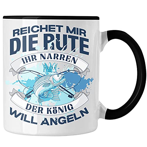 Trendation - Angler Tasse Geschenk Männer Spruch Lustig für Fischer Geschenkidee Angeln Becher (Schwarz) von Trendation