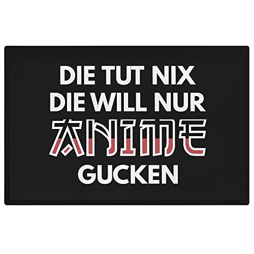 Trendation - Anime Fußmatte Geschenk Die TUT Nix Die Will Nur Anime Gucken Liebhaber Geschenkidee Fussmatte 60x40 cm von Trendation