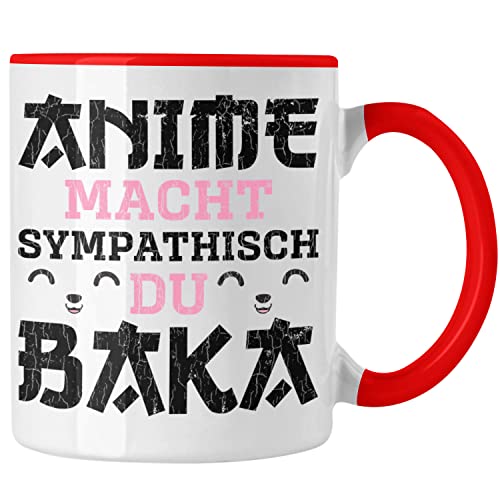 Trendation - Anime Tasse Geschenk Spruch Kaffeetasse Geschenke Deko Anme Fan Sympathisch (Rot) von Trendation