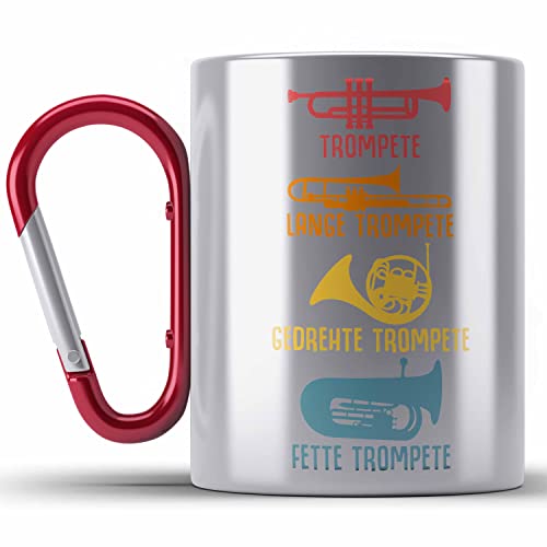 Trendation - Arten Von Trompeten Geschenk Edelstahl Tasse Karabiner Trompetenspieler Geschenkidee Männer (Rot) von Trendation