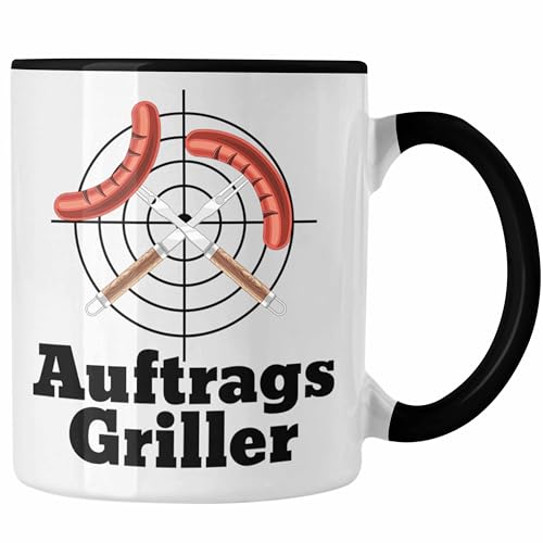 Trendation - Auftrags-Griller Tasse Geschenk Männer Kaffee-Becher Grillmeister Grillen BBQ Geschenkidee Zubehör Grill (Schwarz) von Trendation