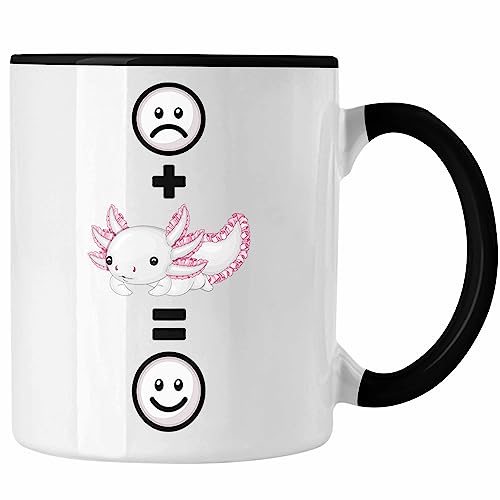 Trendation - Axolotl Tasse Geschenk für Axolotl Schwanzlurch-Fans Lustige Geschenkidee :(+ Axolotl = :) Geburtstag (Schwarz) von Trendation