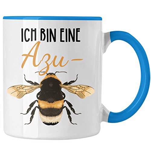 Trendation - Azubine Tasse Geschenk für Auszubildende Start Ausbildung Geschenkidee Spruch Azu-Bine (Blau) von Trendation