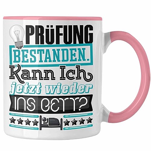 Trendation - Bachelor Master Prüfung Bestanden Geschenk Tasse Studium Prüfung Bestanden Kann Ich Jetzt Wieder Ins Bett Geschenkidee (Rosa) von Trendation