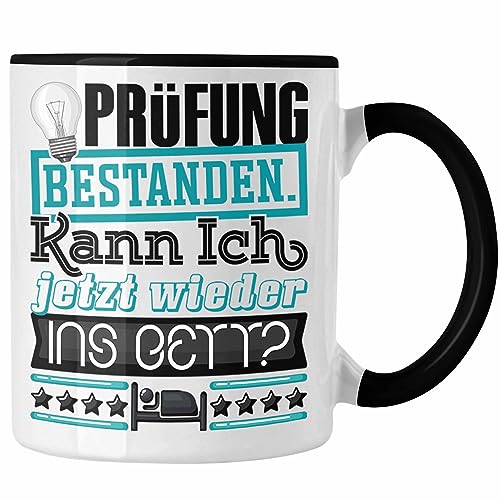 Trendation - Bachelor Master Prüfung Bestanden Geschenk Tasse Studium Prüfung Bestanden Kann Ich Jetzt Wieder Ins Bett Geschenkidee (Schwarz) von Trendation