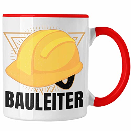 Trendation - Bauleiter Geschenk Bauarbeiter Tasse Baustelle Lustige Tasse (Rot) von Trendation