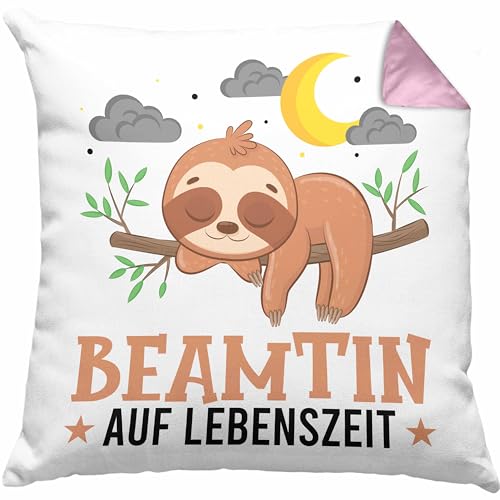 Trendation - Beamtin Auf Lebenszeit Kissen Geschenk Frauen Beamte Geschenkidee Dekokissen mit Füllung 40x40 (Rosa) von Trendation