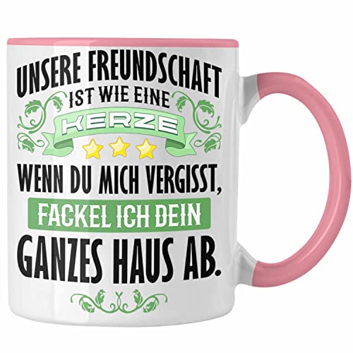 Trendation - Beste Freundin Freund Tasse Geschenk Beste Freundinnen Geburtstag Lustig Freundinnen Spruch Becher - Freundschaft Wie Eine Kerze (Rosa) von Trendation