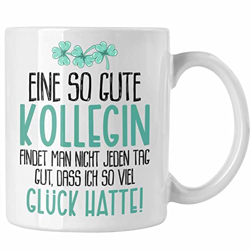 Trendation - Beste Kollegin Tasse Geschenk Spruch Arbeitskollegin Geschenkidee Geburtstag Abschied Jobwechsel (Weiß) von Trendation