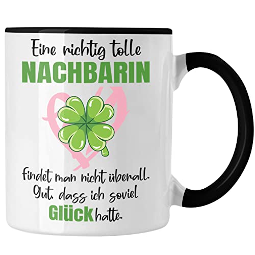 Trendation - Beste Nachbarin Tasse Geschenk Geburtstag Freundin Lieblings Nachbarin Geschenkidee Abschied Abschiedsgeschenk Weihnachten (Schwarz) von Trendation