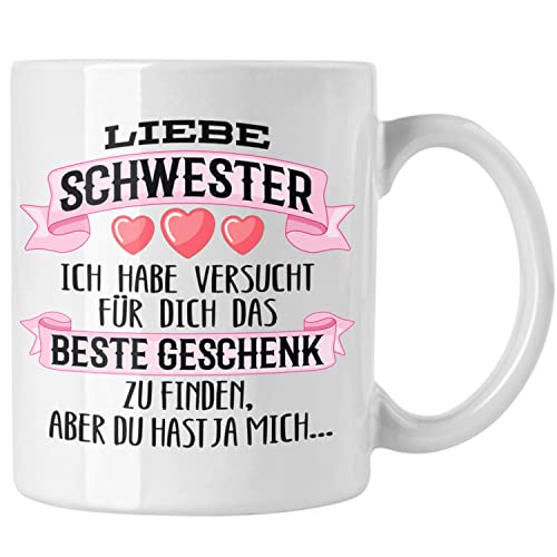 Trendation - Beste Schwester Geschenk Tasse Kaffeetasse Geburtstag Weihnachten Geschenkideen Schwestern Bruder Lustig (Weiß) von Trendation