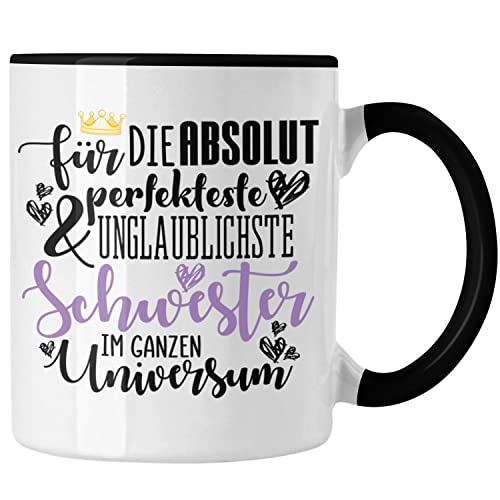 Trendation - Beste Schwester Geschenk Tasse Kaffeetasse Geburtstag Weihnachten Geschenkideen Schwestern Bruder Lustig Best Sister (Schwarz) von Trendation