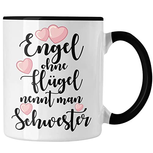 Trendation - Beste Schwester Geschenk Tasse Kaffeetasse Geburtstag Weihnachten Geschenkideen Schwestern Bruder Lustig Mug (Schwarz) von Trendation