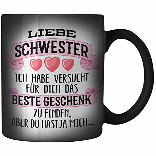 Trendation - Beste Schwester Geschenk Zaubertasse Farbwechsel Tasse Geburtstag Weihnachten Geschenkideen Schwestern Bruder Lustig von Trendation