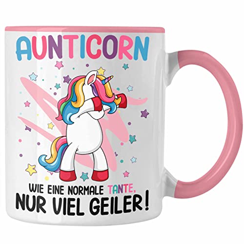 Trendation - Beste Tante Tasse Geschenk Lustig Spruch Aunticorn Wie Eine Normale Tante Einhorn Geburtstag (Rosa) von Trendation