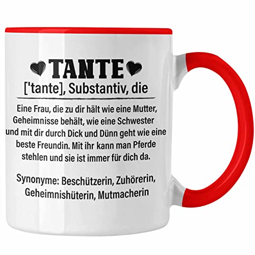 Trendation - Beste Tante Geschenk Tasse Lustig Spruch Beste Tante der Welt Geschenkidee von Nichte (Rot) von Trendation