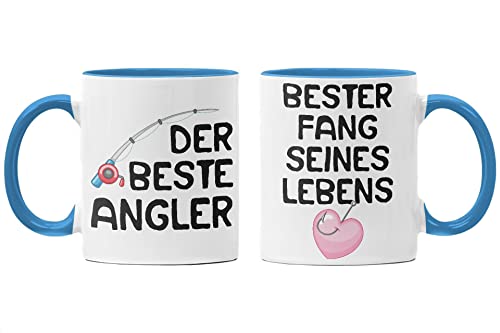 Trendation - Bester Angler Partner Tassen Geschenk Eltern Angeln Geschenkidee Partner Tassen Mama und Papa Set (Blau) von Trendation