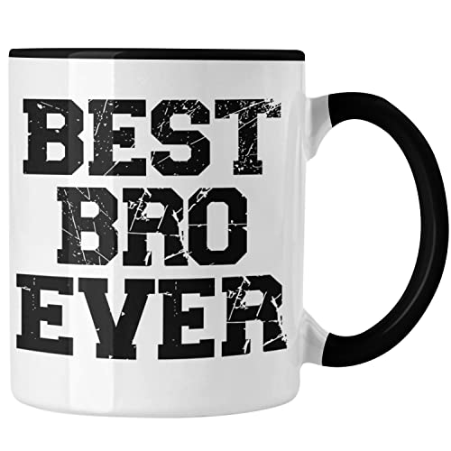 Trendation - Bester Bruder Tasse Geschenk Geburtstag Weihnachten Lustig Best Bro Ever Geschenkideen Erwachsen (Schwarz) von Trendation