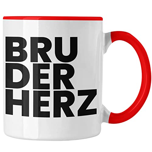 Trendation - Bester Bruder Tasse Geschenk Geburtstag Weihnachten Lustig Bruderherz Geschenkideen Erwachsen (Rot) von Trendation