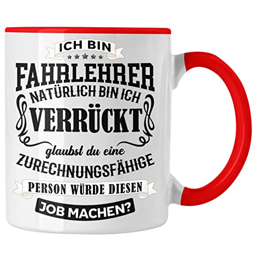 Trendation - Bester Fahrlehrer Geschenk Tasse Lustig Kaffeetasse Danke (Rot) von Trendation