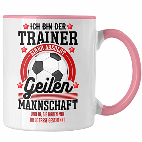 Trendation - Bester Fussballtrainer Geschenk Tasse Danke Fußball Coach Geschenkidee Geburtstag Weihnachten (Rosa) von Trendation