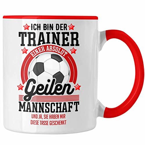 Trendation - Bester Fussballtrainer Geschenk Tasse Danke Fußball Coach Geschenkidee Geburtstag Weihnachten (Rot) von Trendation