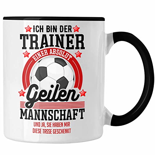 Trendation - Bester Fussballtrainer Geschenk Tasse Danke Fußball Coach Geschenkidee Geburtstag Weihnachten (Schwarz) von Trendation