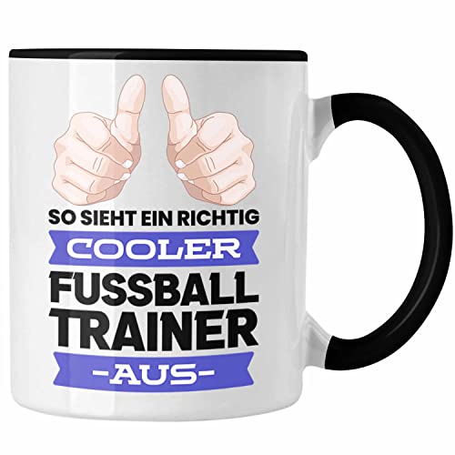 Trendation - Bester Fussballtrainer Geschenk Tasse Danke Fußball Coach Geschenkidee Geburtstag Weihnachten Spruch (Schwarz) von Trendation