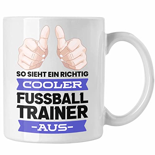 Trendation - Bester Fussballtrainer Geschenk Tasse Danke Fußball Coach Geschenkidee Geburtstag Weihnachten Spruch (Weiß) von Trendation