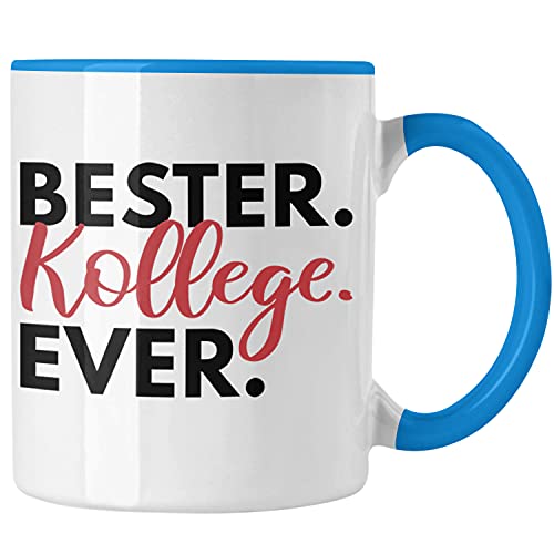 Trendation Bester Kollege Tasse Geschenk Lieblingskollege Abschiedsgeschenk Kaffeetasse Kollegen Büro (Blau) von Trendation