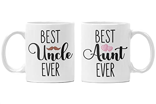 Trendation - Bester Onkel und Beste Tante Geschenk Set Tassen Geschenkidee für Tante und Onkel Geburtstag Weihnachten (Weiß) von Trendation
