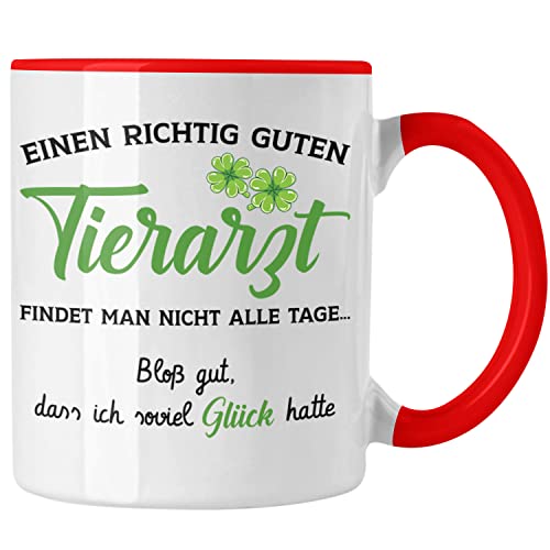 Trendation - Bester Tierarzt Geschenk Tasse Geschenkideen Veterinär Danke Dankeschön Weihnachten (Rot) von Trendation