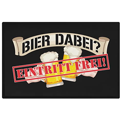 Trendation - Bier Dabei Eintritt Frei Fußmatte mit Spruch Bierliebhaber Geschenkidee Schmutzfangmatte 60x40 cm von Trendation