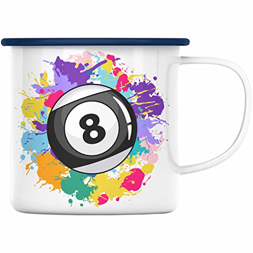 Trendation - Billard Emaille Tasse Geschenk Billardspieler Geschenkidee Emaille Emaille Tasse Pool (Blau) von Trendation