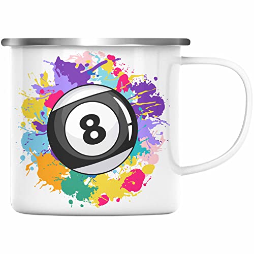 Trendation - Billard Emaille Tasse Geschenk Billardspieler Geschenkidee Emaille Emaille Tasse Pool (Silber) von Trendation