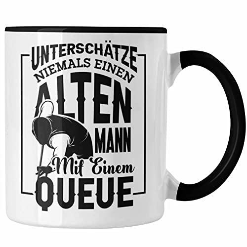 Trendation - Billard Pool Tasse Geschenk Unterschätze Niemals Einen Alten Mann Mit Einem Queue (Schwarz) von Trendation