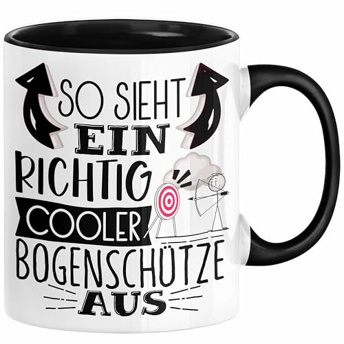 Trendation - Bogenschütze Tasse Geschenk So Sieht Ein Richtig Cooler Bogenschütze Aus Geschenkidee Spruch Lustig Becher (Schwarz) von Trendation