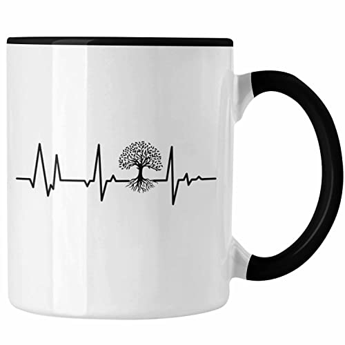 Trendation - Bonsai Tasse Geschenk Herzschlag Bonsai-Baum Tasse (Schwarz) von Trendation