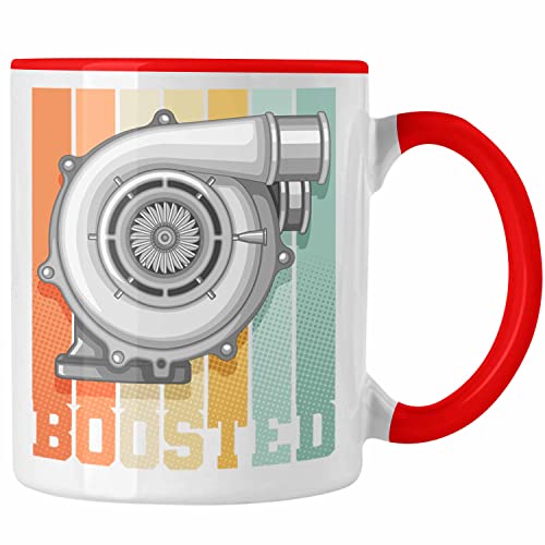 Trendation - Boost Turbo Tasse Geschenk Tuner Boosted Turbolader Race Auto-Liebhaber Geschenkidee Männer (Rot) von Trendation