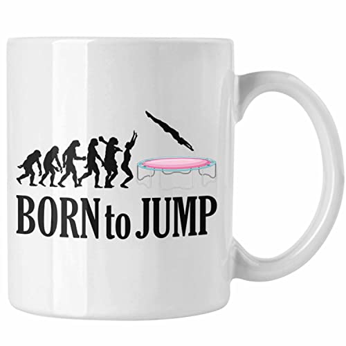 Trendation - Born To Jump Tasse Geschenk Trampolin Fitness Mädchen Frauen (Weiß) von Trendation