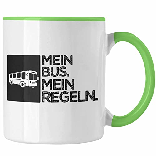 Trendation - Busfahrer Tasse Geschenk Lustiger Spruch Mein Bus Meine Regeln Geschenkidee Geburtstag (Grün) von Trendation