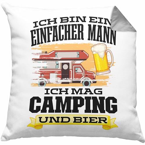 Trendation - Camping Geschenk Opa Wohnwagen Camper Kissen mit Füllung 40x40 cm Wohnmobil Geschenkidee Rentner Camper (Grau) von Trendation