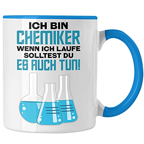 Trendation - Chemiker Geschenke Tassen Tasse Chemielaborant Chemie Geschenk Chemielabor Gadget (Blau) von Trendation