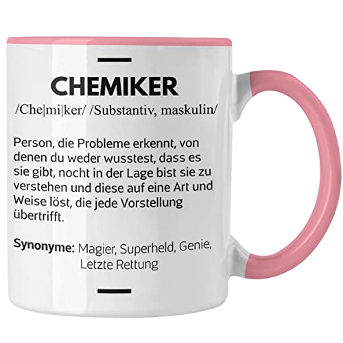 Trendation - Chemiker Geschenke Tassen Tasse Chemielaborant Chemie Geschenk Chemielabor Gadget Geschenkidee Lustig (Rosa) von Trendation