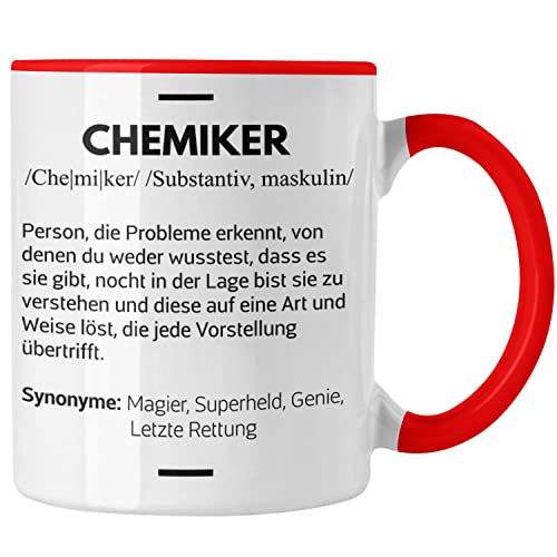 Trendation - Chemiker Geschenke Tassen Tasse Chemielaborant Chemie Geschenk Chemielabor Gadget Geschenkidee Lustig (Rot) von Trendation