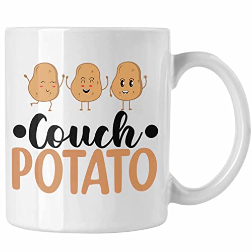 Trendation - Couch Potato Tasse Geschenk für Faule Sofa Chiller Geschenkidee Lustiger Spruch für Faulpelz (Weiß) von Trendation