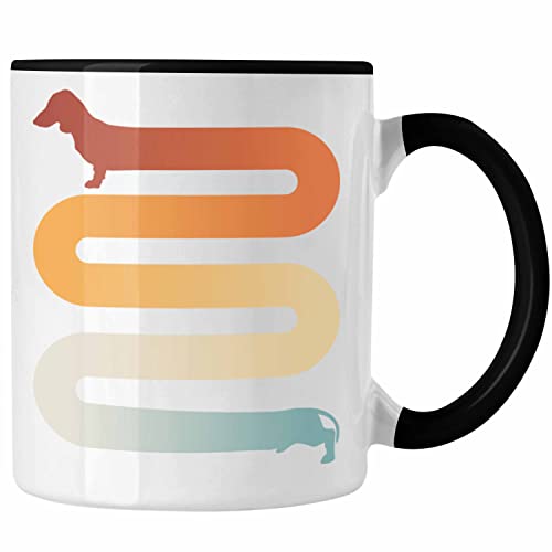 Trendation - Dackel Tasse Geschenke Dachshund Rauhaardackel Lustig Grafik Wurst (Schwarz) von Trendation