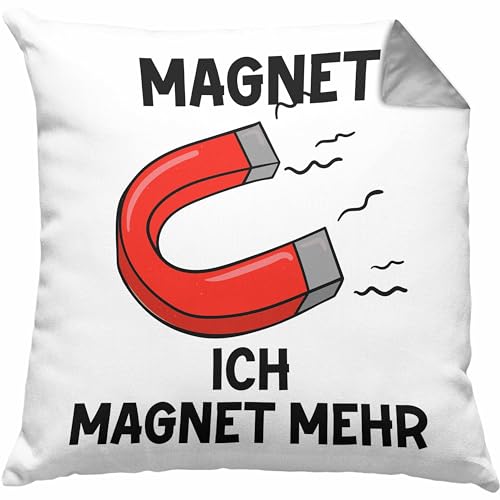 Trendation Dank Meme Kissen mit Füllung 40x40 Magnet Wortspiel Ich Magnet Mehr Geschenkidee Depressionen (Grau) von Trendation