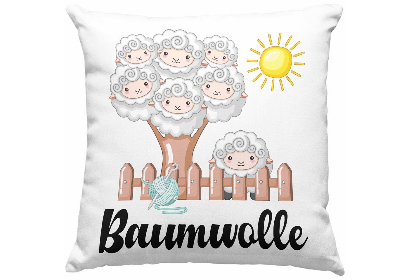 Trendation Dekokissen Trendation - Baumwolle Kissen Schaf Fun Wortspiel Kinder Geschenk Cartoon Bauer Landwirt Sprüche Dekokissen mit Füllung 40x40 von Trendation