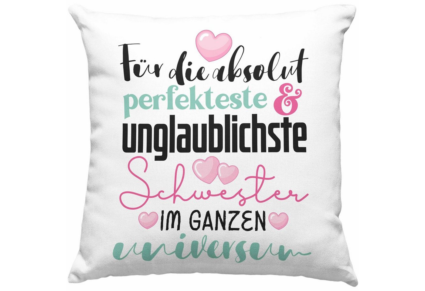 Trendation Dekokissen Trendation - Beste Schwester Geschenk Kissen Spruch zum Geburtstag Weihnachten Geschenkidee von Bruder für Schwester Dekokissen mit Füllung 40x40 von Trendation